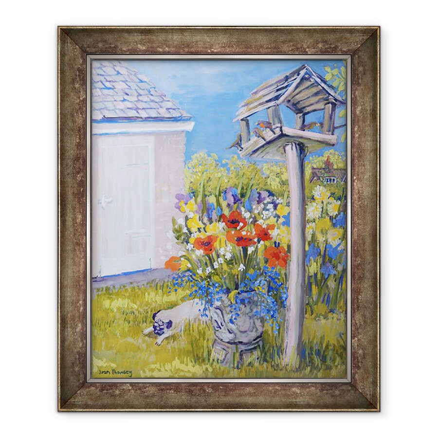 Tablou inramat - Joan Thewsey - Cabana gradina cu Birdhouse si Pug, 2011, 70 x 85 cm