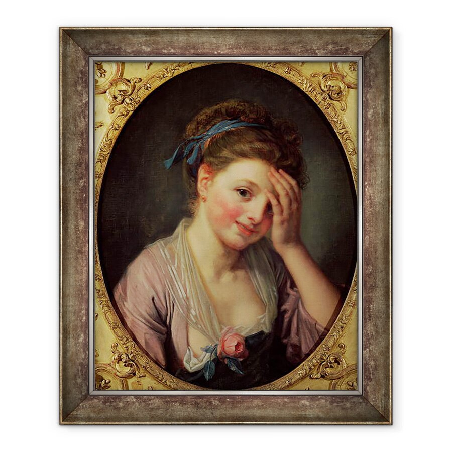 Tablou inramat - Jean Baptiste Greuze - Tanara fata cu un trandafir, 90 x 110 cm