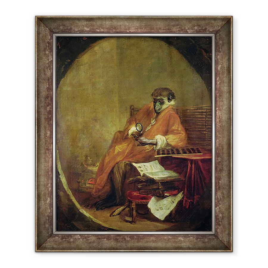 Tablou inramat - Jean-Baptiste Simeon Chardin - Anticharul Maimuta, 70 x 85 cm