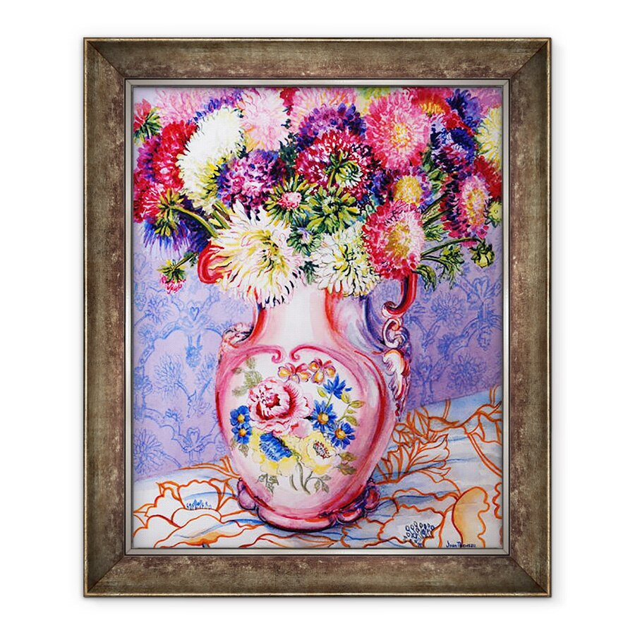 Tablou inramat - Joan Thewsey - Asters intr-un ulcior victorian floral roz 2002, 70 x 85 cm