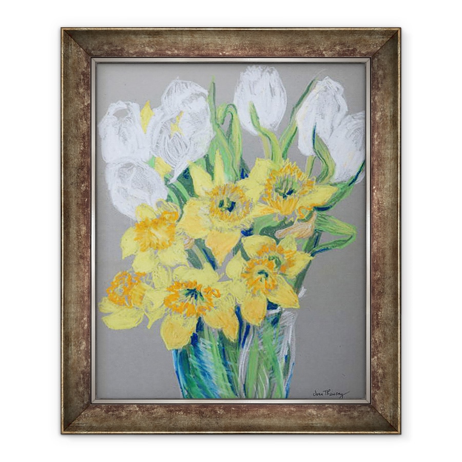 Tablou inramat - Joan Thewsey - Narcisele si lalele albe, 70 x 85 cm