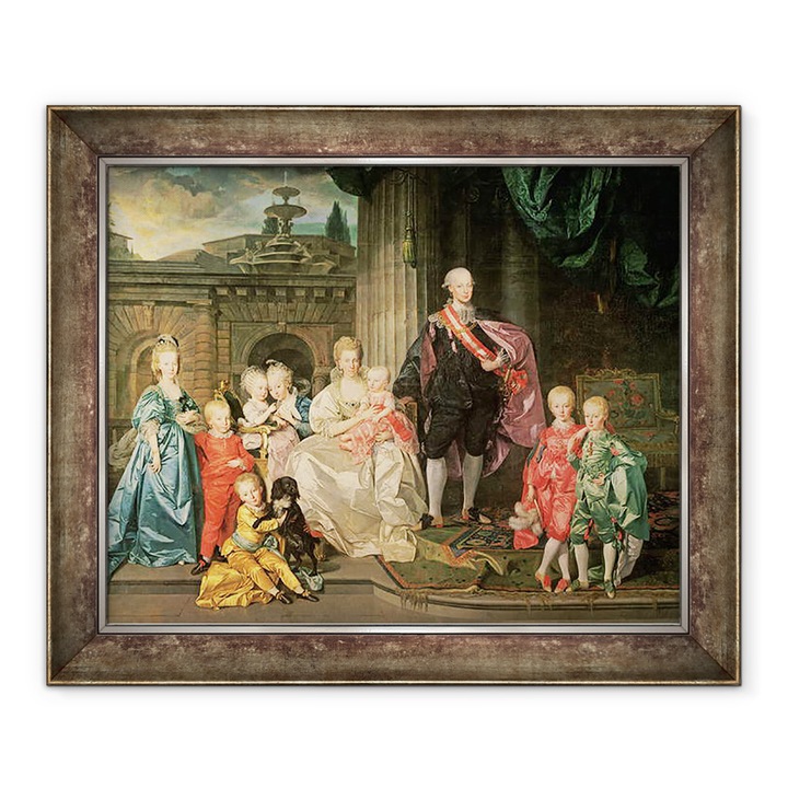 Tablou inramat - Johann Zoffany - Leopold I, Mare Duce de Toscana 1747-92 mai tarziu Leopold al II-lea, imparat al Austriei, 1790-92 impreuna cu sotia sa Maria Ludovica, 90 x 110 cm