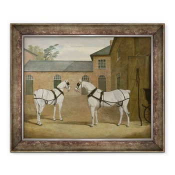 Tablou inramat - John Frederick Herring Snr - Cai gri de transport al domnului Sowerby in curtea sa din Putteridge Bury, Hertfordshire, 70 x 85 cm Tablou inramat - John Frederick Herring Snr - Cai gri de transport al domnului Sowerby in curtea sa din Putteridge Bury, Hertfordshire, 70 x 85 cm