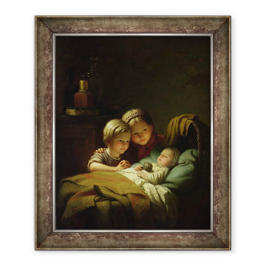 Tablou inramat - Johann Georg Meyer von Bremen - Micul frate adormit, Le Petit Frere latente, 70 x 85 cm