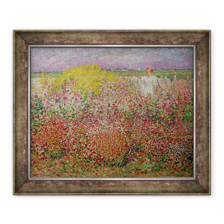 Tablou inramat - John Peter Russell - Doamna Russell printre flori la Belle Isle, 90 x 110 cm