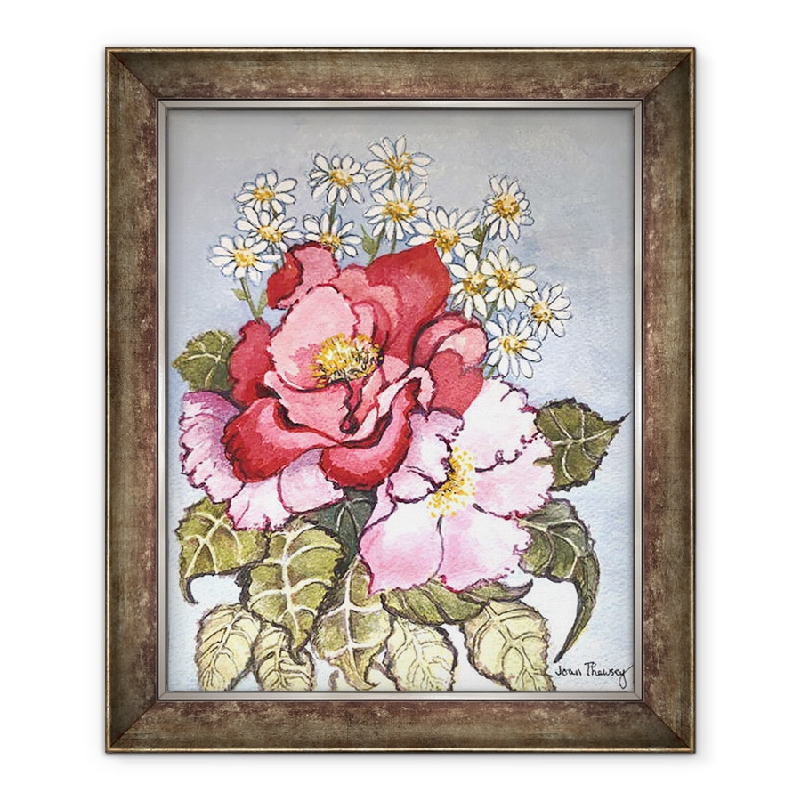 Tablou inramat - Joan Thewsey - Un trandafir rosu si un trandafir roz, 70 x 85 cm