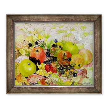 Tablou inramat - Joan Thewsey - Mere si mure pe frunze de toamna,2010, 50 x 60 cm Tablou inramat - Joan Thewsey - Mere si mure pe frunze de toamna,2010, 50 x 60 cm