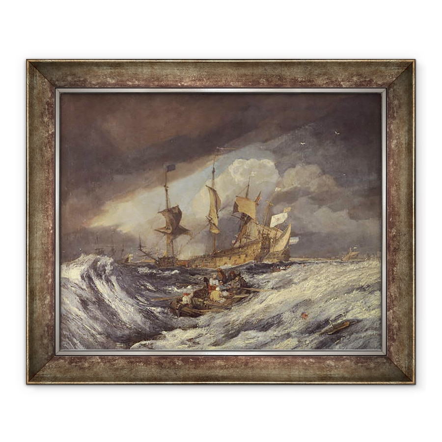 Tablou inramat - Joseph Mallord William Turner - Barci care efectueaza ancore pentru oamenii olandezi de razboi, 50 x 60 cm
