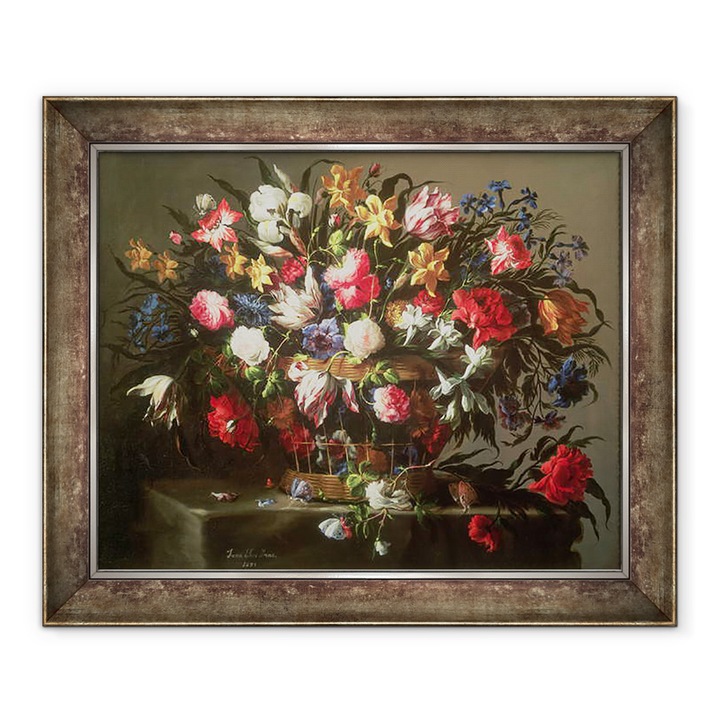 Tablou inramat - Juan de Arellano - Cos cu Flori, 90 x 110 cm