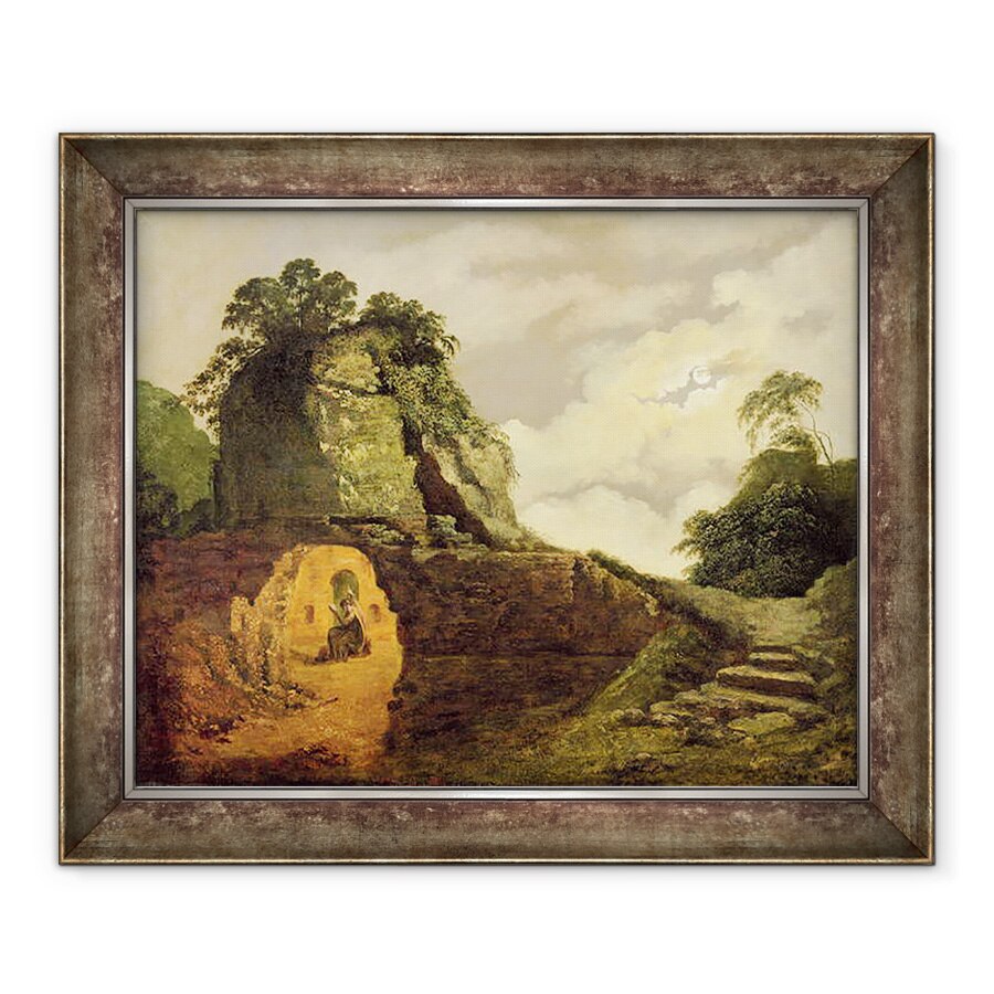 Tablou inramat - Joseph Wright of Derby - Mormantul lui Virgil in lumina lunii cu Silius Italicus, 70 x 85 cm