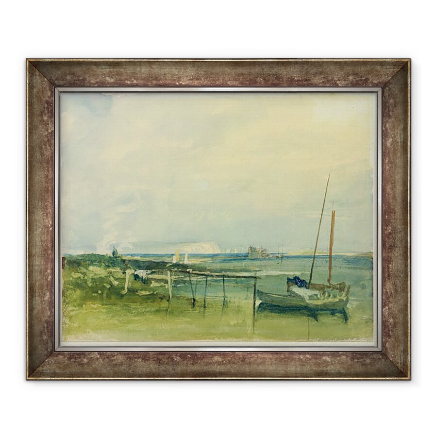 Tablou inramat - Joseph Mallord William Turner - Coasta Scene cu White Stanci si barci pe mal, 50 x 60 cm