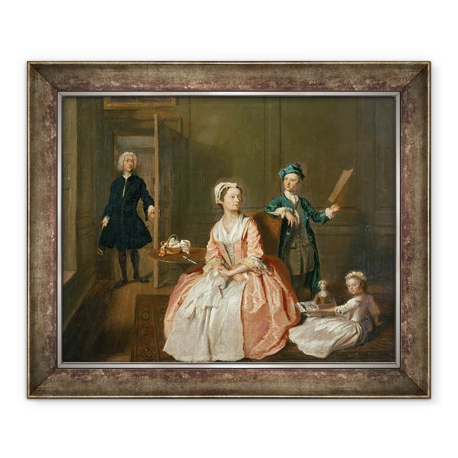 Tablou inramat - Joseph Highmore - Piesa de conversatie, probabil din familia artistului, 50 x 60 cm