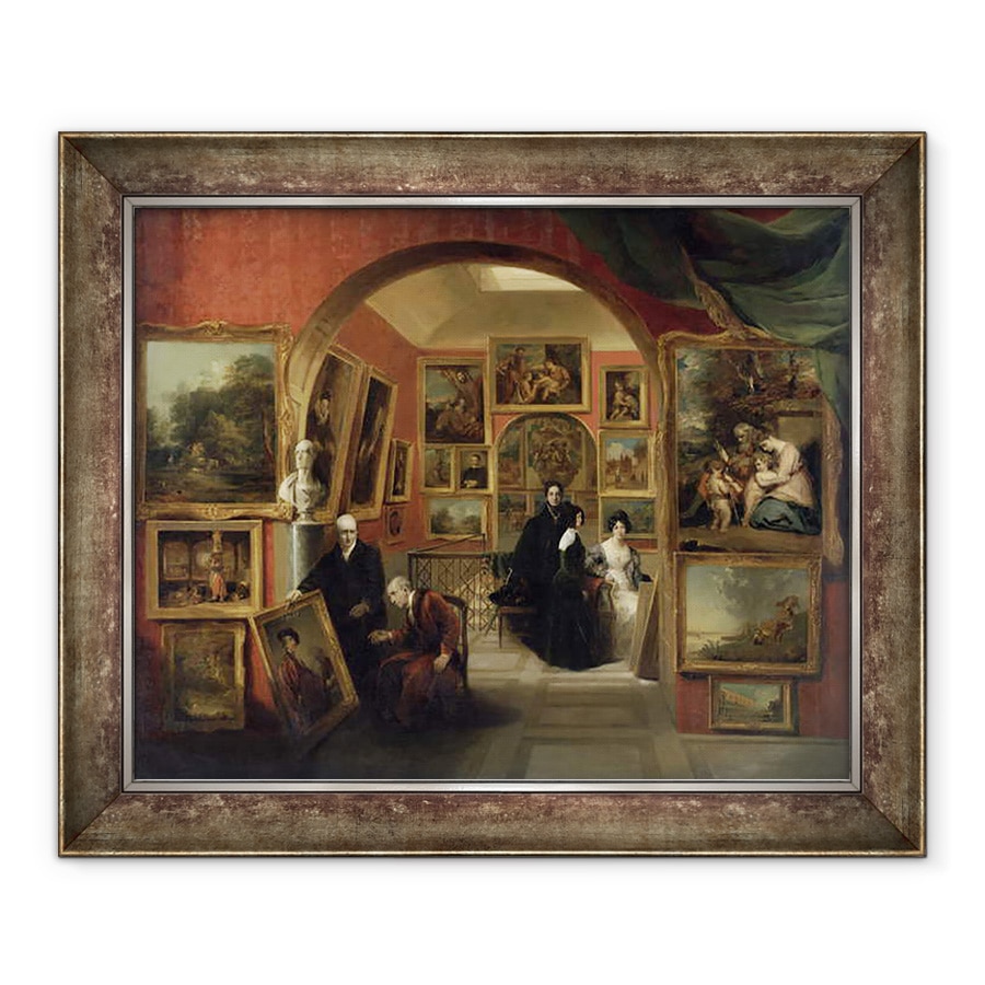 Tablou inramat - John Scarlett Davis - Interiorul Galeriei Institutiei Britanice, 50 x 60 cm