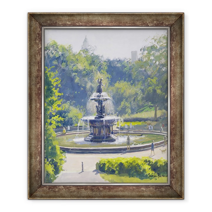 Julian Barrow - A Bethesda-kút, a Central Park, keretezett kép, 90 x 110 cm