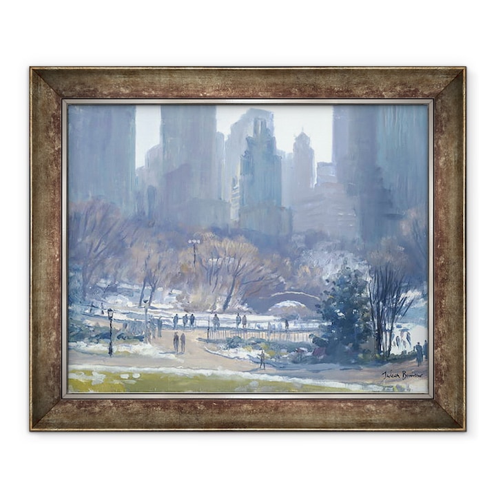 Julian Barrow - Tél a Central Parkban, New York-ban, keretezett kép, 70 x 85 cm