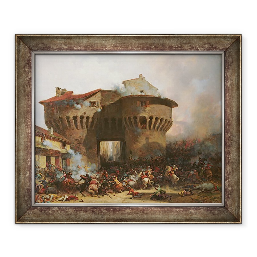 Tablou inramat - Julien-Michel Gue - Lupta la Porte Pannessac in 1562, 50 x 60 cm