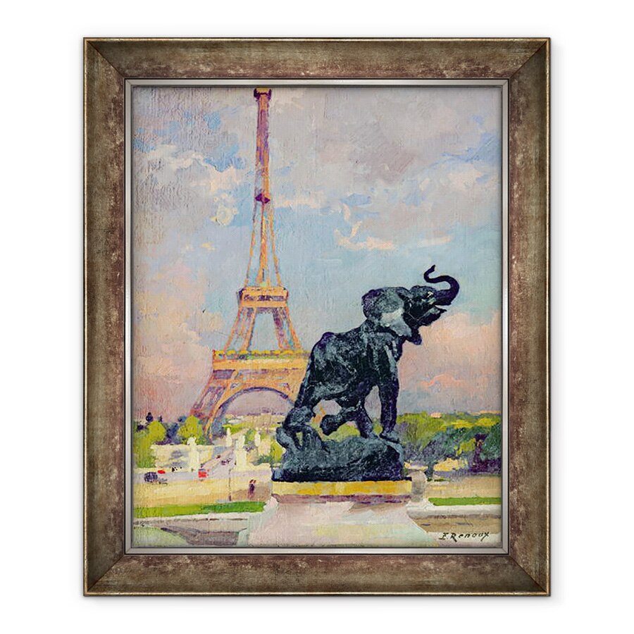 Tablou inramat - Jules Ernest Renoux - Turnul Eiffel si elefantul de Fremiet, 70 x 85 cm