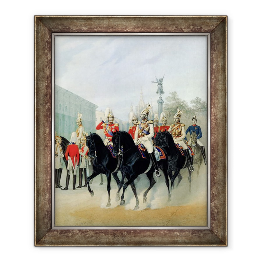 Tablou inramat - Karl Karlovich Piratsky - imparatul Nicolae I 1796-1855 si Marele Duce Alexandru 1845-94 la Sankt Petersburg, 70 x 85 cm