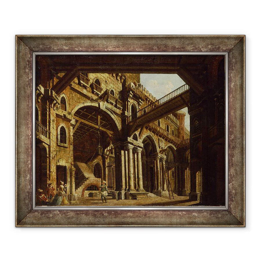 Tablou inramat - Karl Friedrich Fechhelm - Proiectarea scenei pentru Actul III al Operei Montezuma, 70 x 85 cm