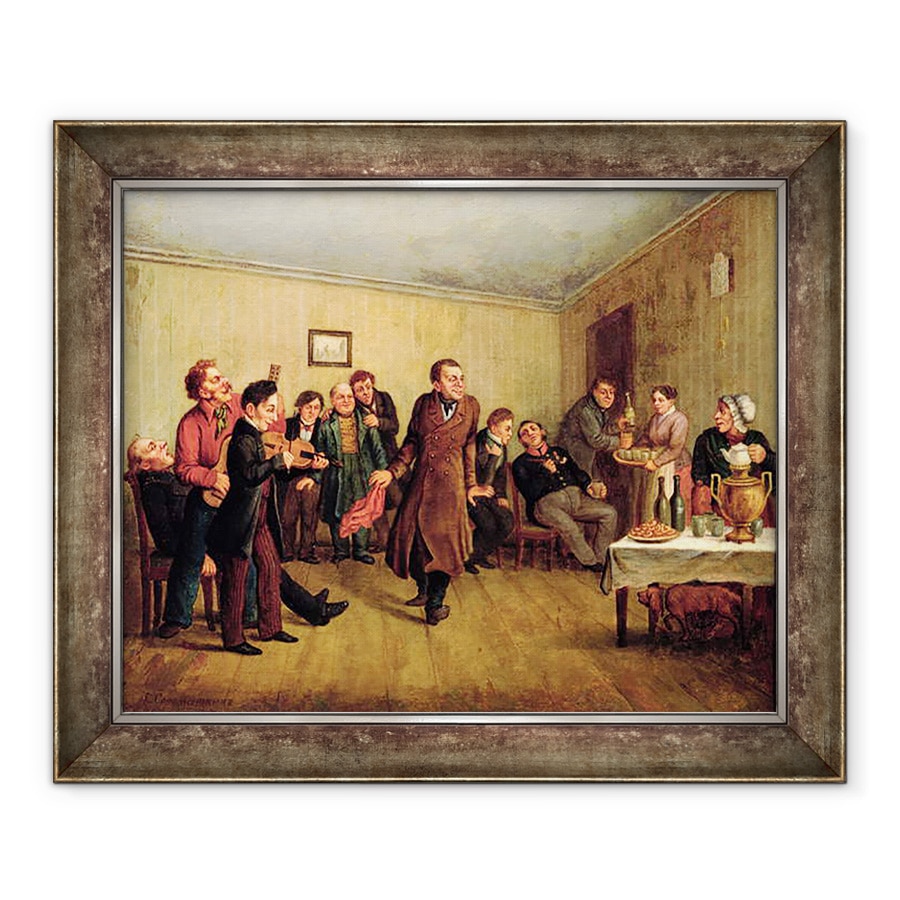 Tablou inramat - Leonid Ivanovich Solomatkin - Petrecerea de seara a unui negustor, 70 x 85 cm