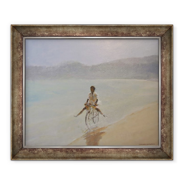 Lincoln Seligman - Fiú egy biciklin II, keretezett kép, 50 x 60 cm