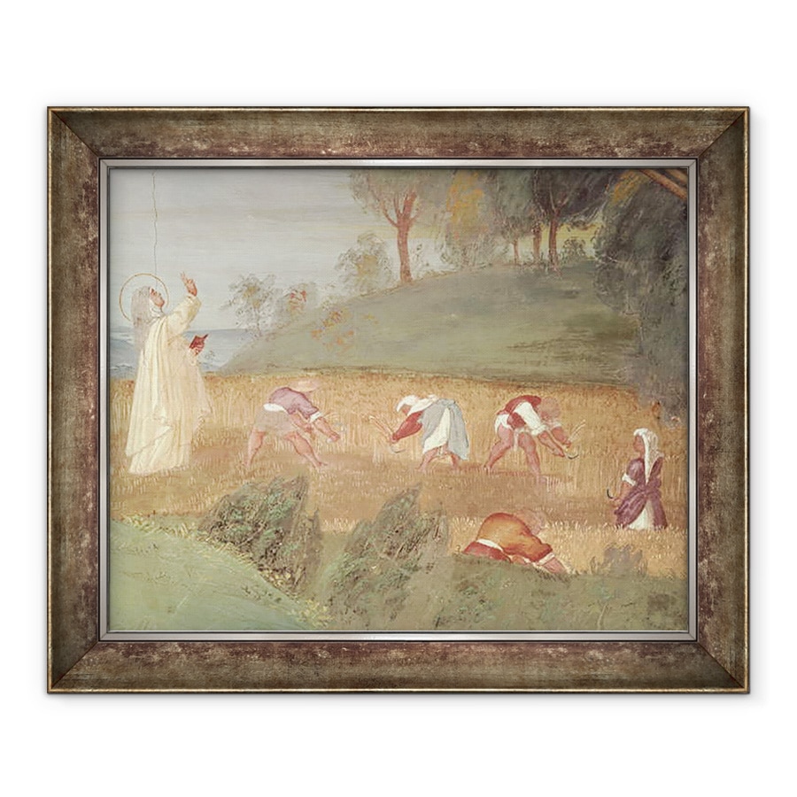 Tablou inramat - Lorenzo Lotto - Miracolele Sfintei Clare din Assisi, detaliu al Sfintei Clare binecuvantarea recoltei, 70 x 85 cm