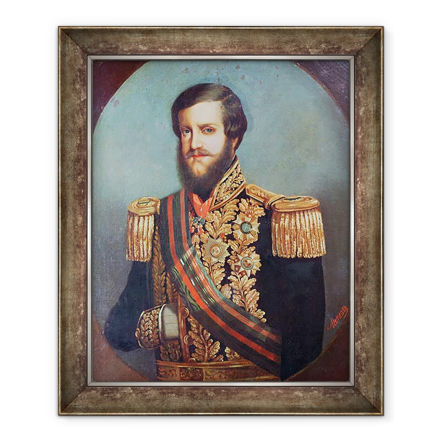 Tablou inramat - Luis de Miranda Pereira Visconde de Menezes - Pedro al II-lea 1825-91 imparatul Braziliei, 70 x 85 cm