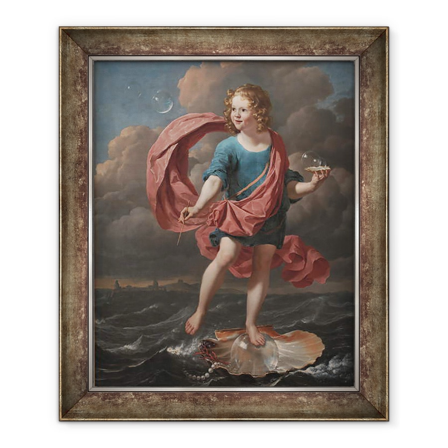 Tablou inramat - Karel Dujardin - Baiat suflare bule de sapun. Alegorie privind tranzitoria si concizia vietii, 70 x 85 cm