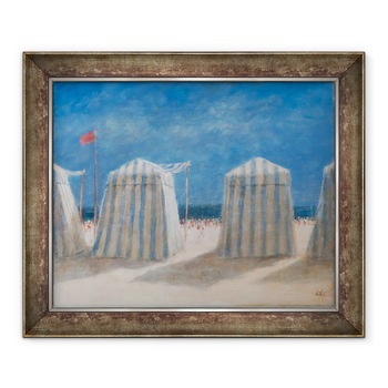 Tablou inramat - Lincoln Seligman - Corturi de plaja, Bretania, 70 x 85 cm Tablou inramat - Lincoln Seligman - Corturi de plaja, Bretania, 70 x 85 cm