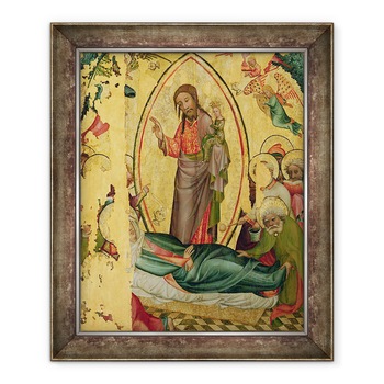 Tablou inramat - Master Bertram of Minden - Adormirea Maicii Domnului, din aripa stanga a altarului Buxtehude, 70 x 85 cm Tablou inramat - Master Bertram of Minden - Adormirea Maicii Domnului, din aripa stanga a altarului Buxtehude, 70 x 85 cm