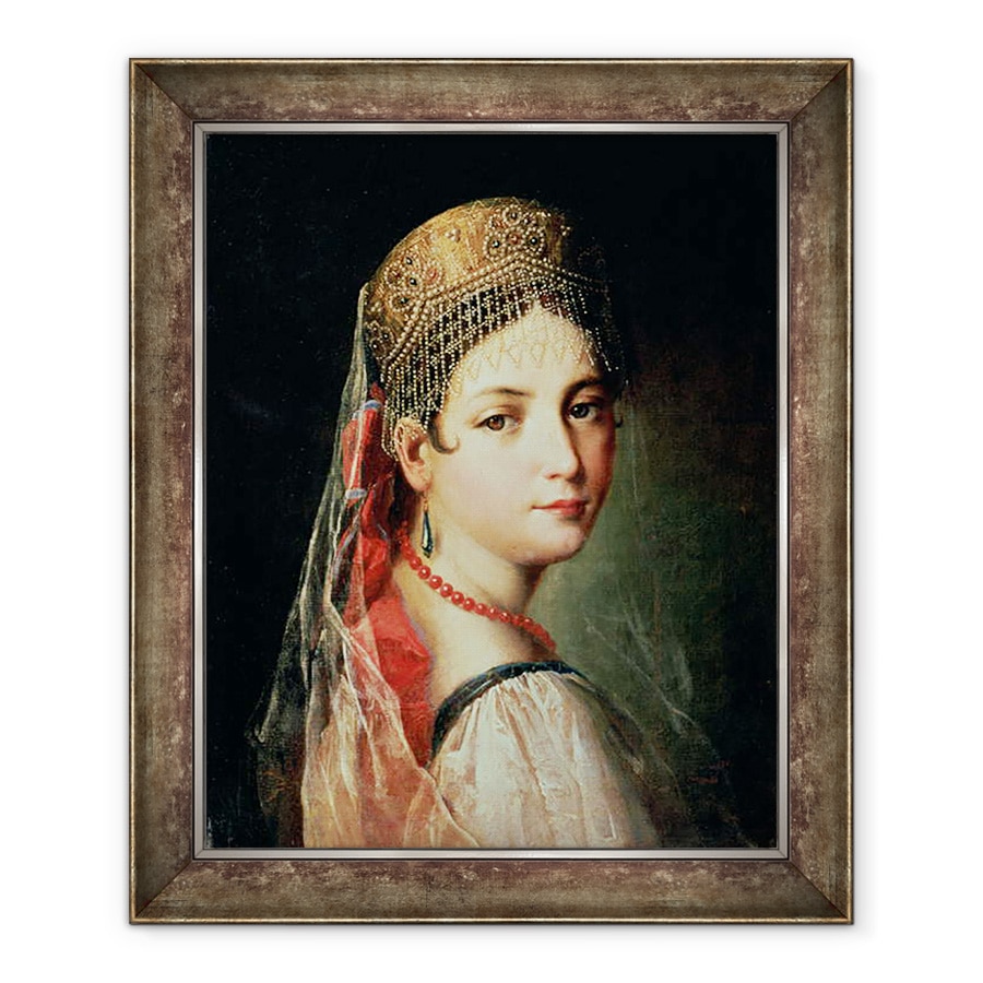 Tablou inramat - Mauro Gandolfi - Portret De O Tanara Fata in Sarafan si Kokoshnik, 50 x 60 cm