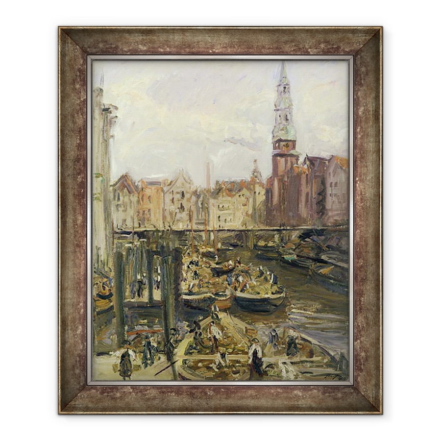 Tablou inramat - Max Slevogt - Piata plutitoare pe un canal din Hamburg, 70 x 85 cm