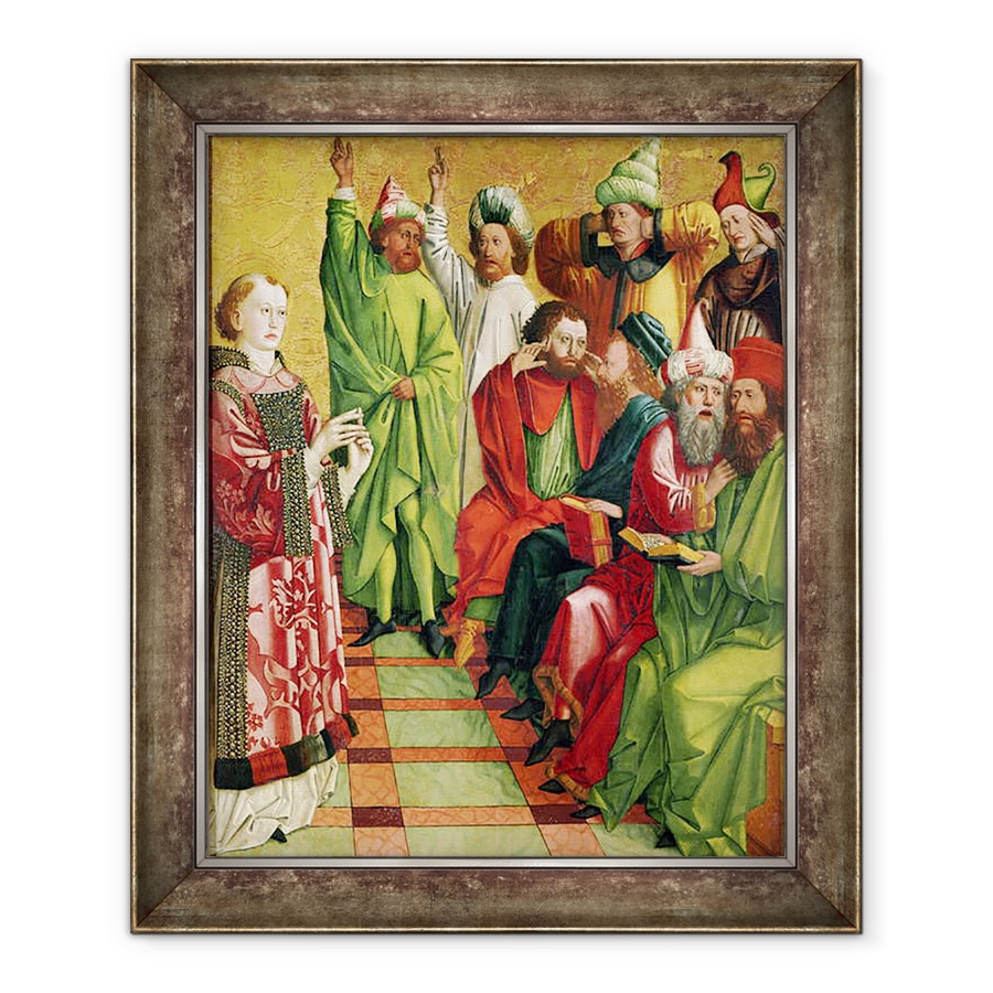 Tablou inramat - Michael Pacher - Sfantul stefan in fata Judecatorilor, din Altarul Sfantului stefan, 70 x 85 cm