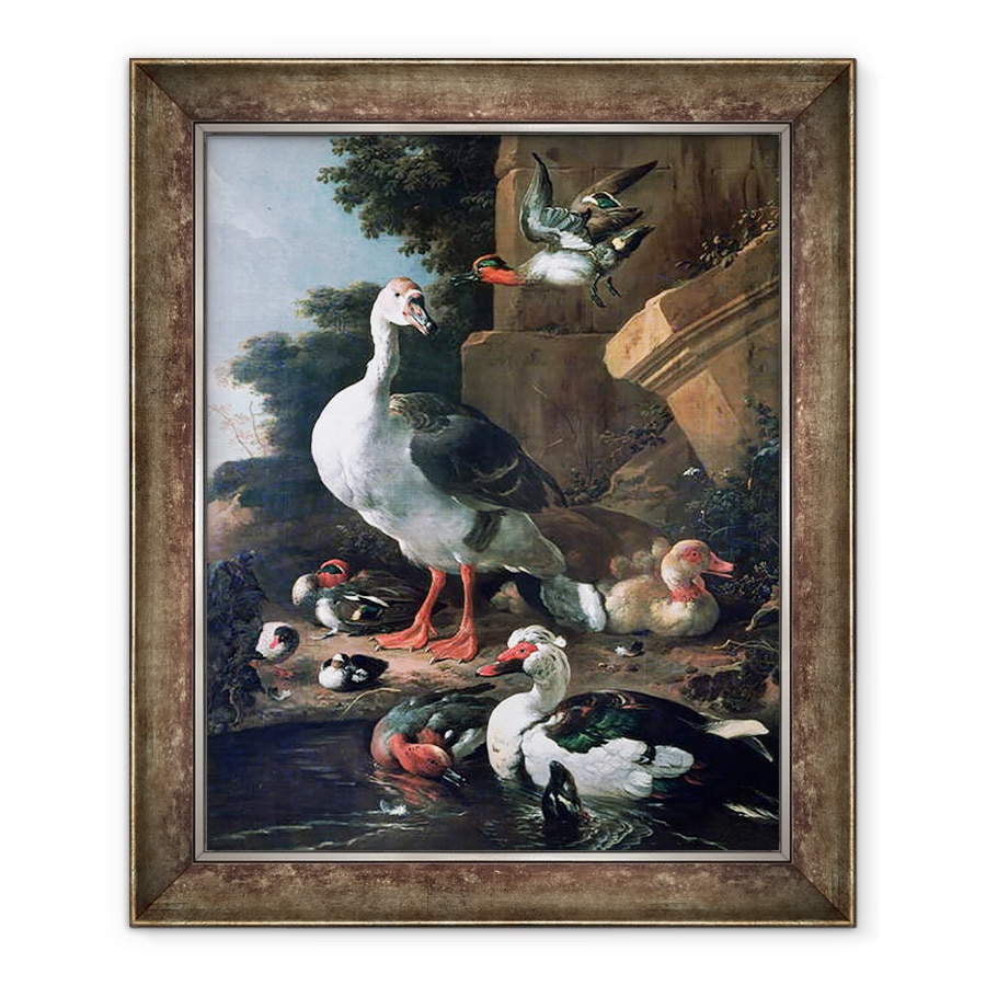 Tablou inramat - Melchior de Hondecoeter - Pasarile de apa intr-un peisaj clasic, 70 x 85 cm