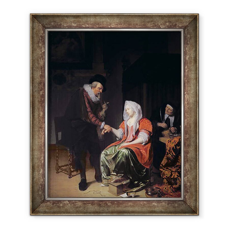 Tablou inramat - Michiel van Musscher - Doctor luand pulsul unei femei tinere, 70 x 85 cm