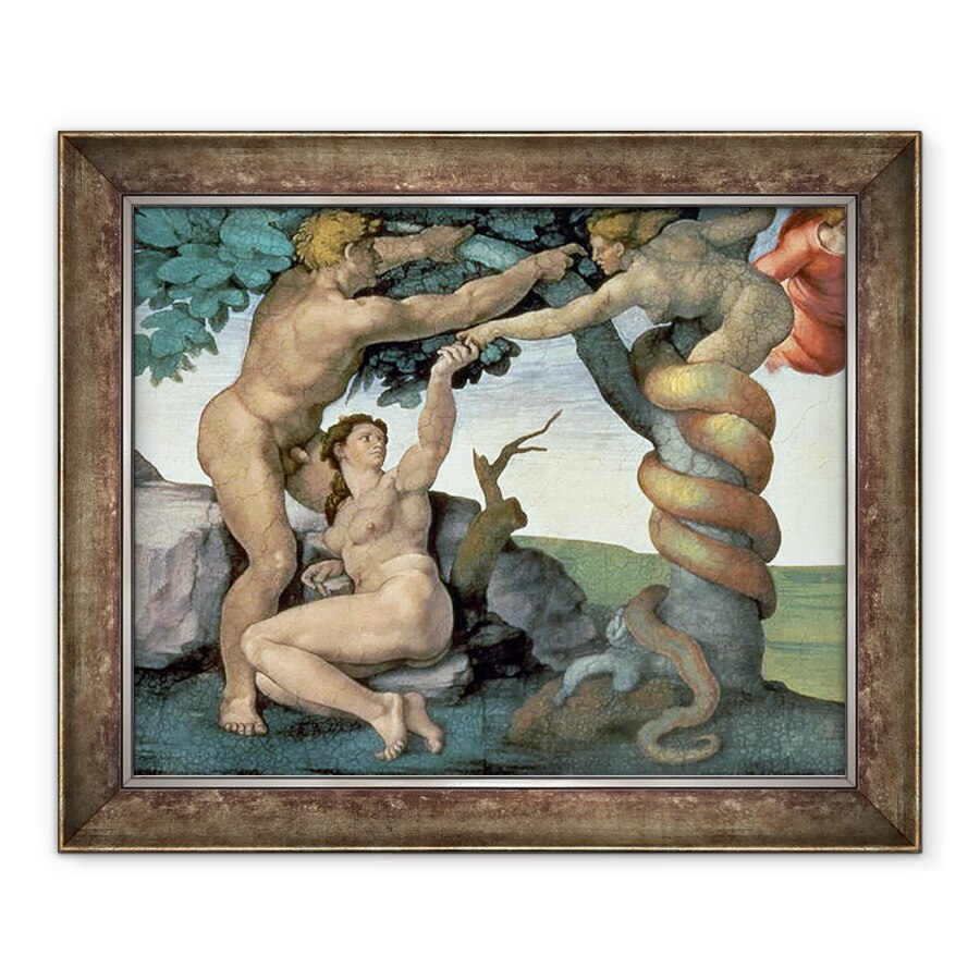 Tablou inramat - Michelangelo Buonarroti - Plafonul Capelei Sixtine 1508-12 - Caderea omului, 50 x 60 cm