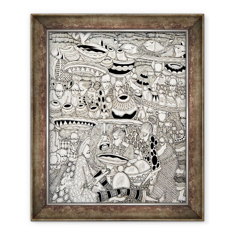 Tablou inramat - Muktair Oladoja - Locul de piata, 70 x 85 cm