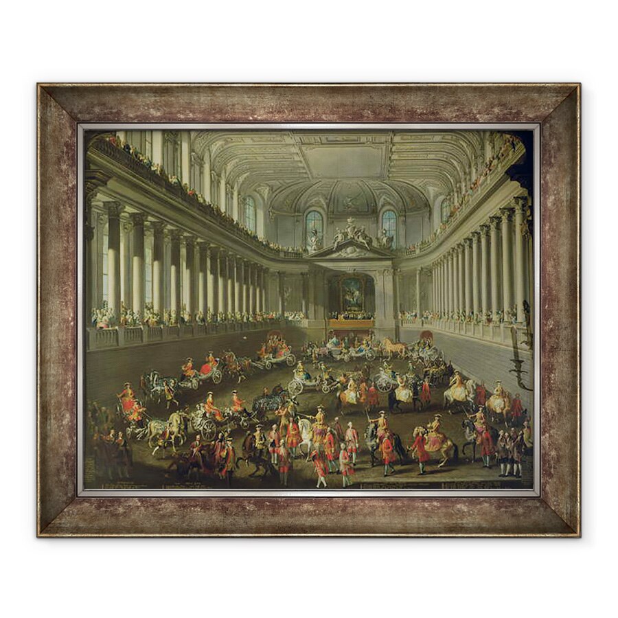 Tablou inramat - Martin II Mytens - O Cavalcada in scoala de Calarie de Iarna a Vienei Hof pentru a sarbatori infrangerea armatei franceze la Praga, 70 x 85 cm