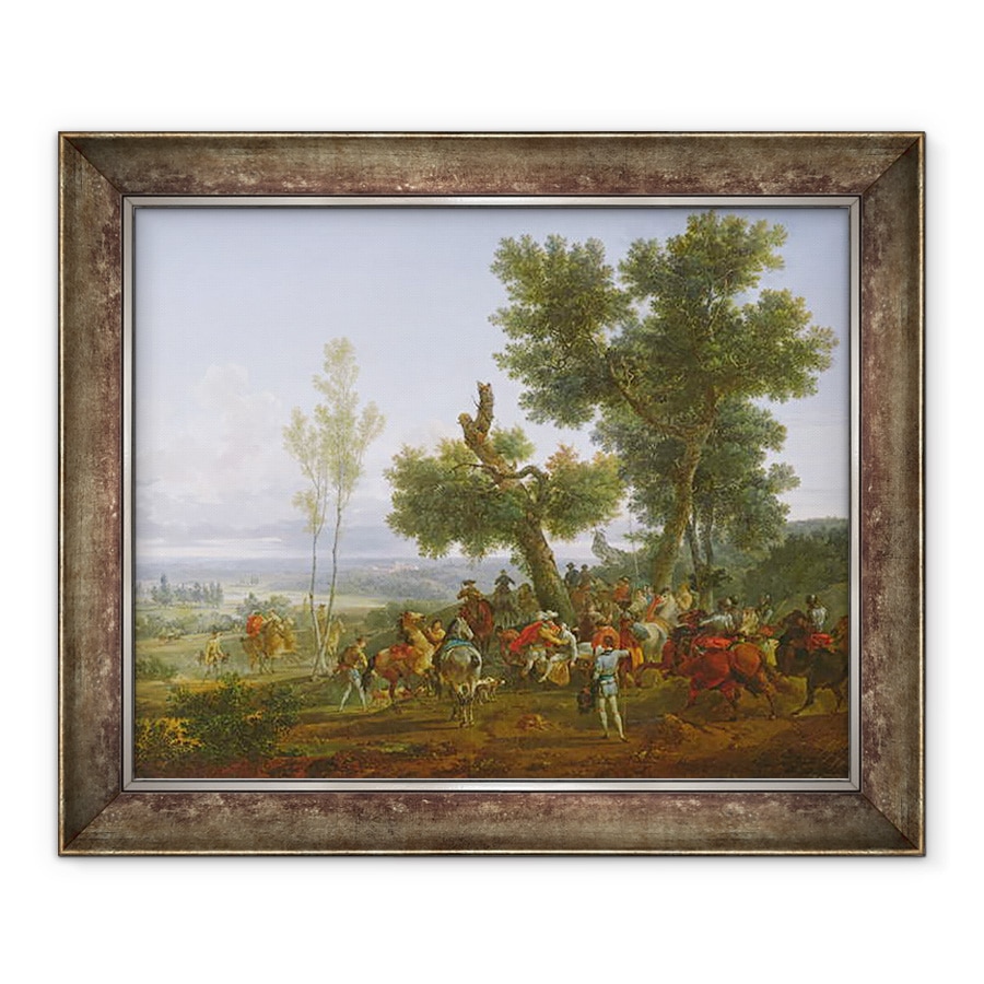 Tablou inramat - Nicolas Antoine Taunay - intalnirea lui Henric al IV-lea, rege al Frantei si al Navarei, si Maximilien de Béthune, Duce de Sully pe campia Beuvron, 70 x 85 cm