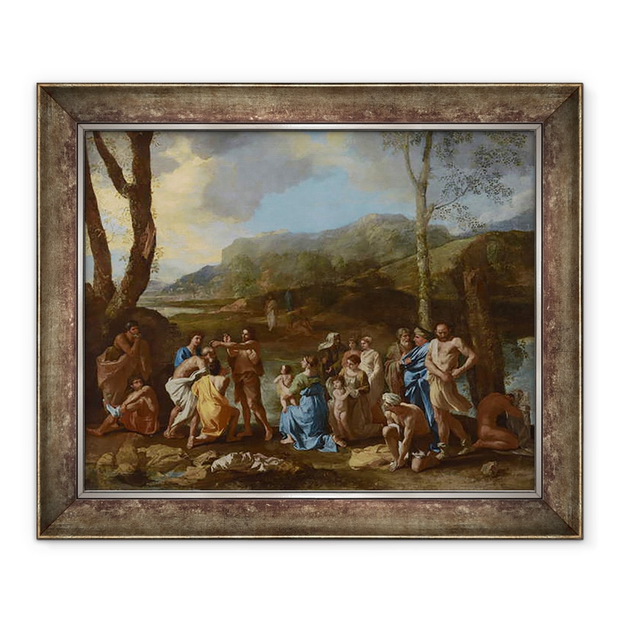 Tablou inramat - Nicolas Poussin - Sfantul Ioan Botezul in raul Iordan, 70 x 85 cm
