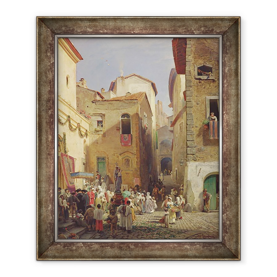 Tablou inramat - Oswald Achenbach - Festivalul Maicii Domnului de la Gennazzano, Campagna Romana, Italia, 70 x 85 cm