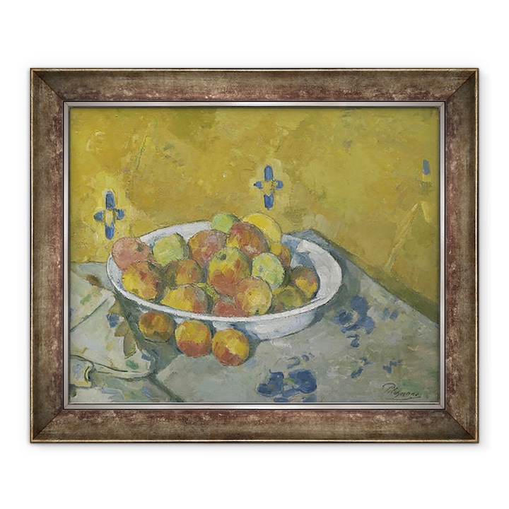 Paul Cezanne - Az almás tányér, keretezett kép, 50 x 60 cm