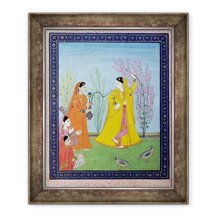 Tablou inramat - Scoala Pahari - inceputul primaverii, de la Chamba, Himachal Pradesh, 70 x 85 cm