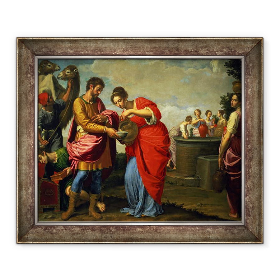Tablou inramat - Ottavio Vannini - Rebecca si Eliezer la fantana, 70 x 85 cm