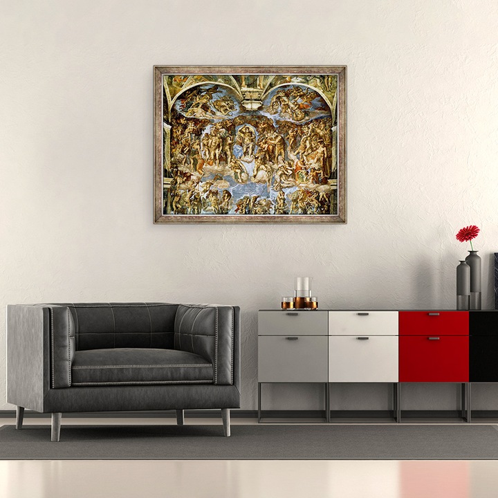 Картина в рамка - Микеланджело Буонароти - Сикстинската капела - Страшният съд, 50 x 60 cm