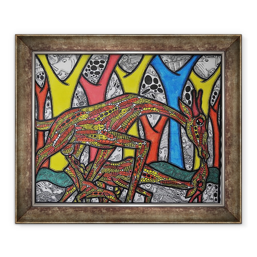 Tablou inramat - Muktair Oladoja - Mama Girafa, 70 x 85 cm