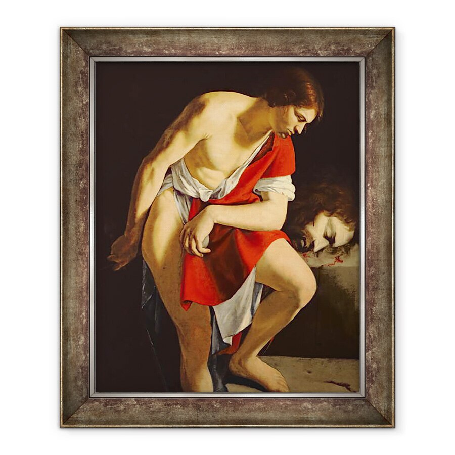 Tablou inramat - Orazio Gentileschi - David gandindu-se la capul lui Goliat, 70 x 85 cm