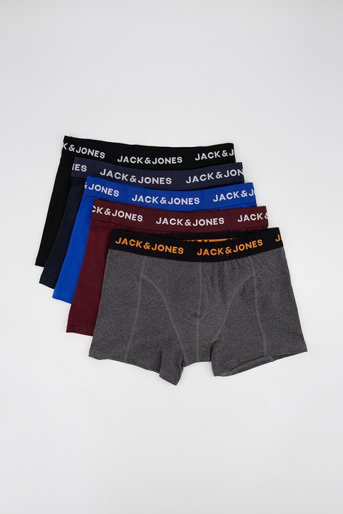 Jack & Jones, Set de boxeri cu logo - 5 perechi, Multicolor
