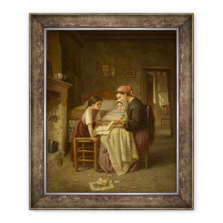 Tablou inramat - Paul Seignac - Copilul bolnav, 50 x 60 cm