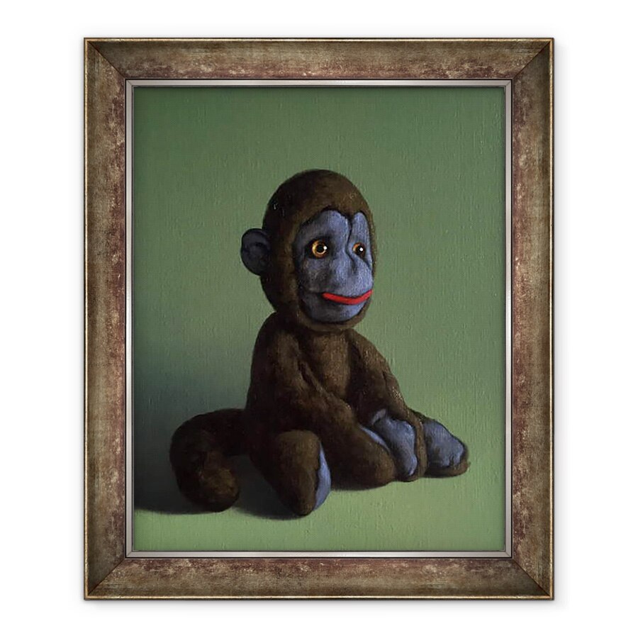 Tablou inramat - Peter Jones - Brown Monkey pe verde, 2016, 50 x 60 cm